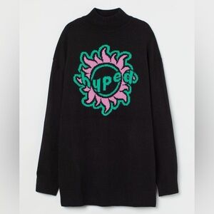 Over sized Black printed sweater
